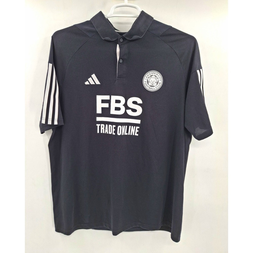 LEICESTER CITY FOOTBALL CLUB ADIDAS BLACK/WHITE SOCCER POLO SHIRT XL
